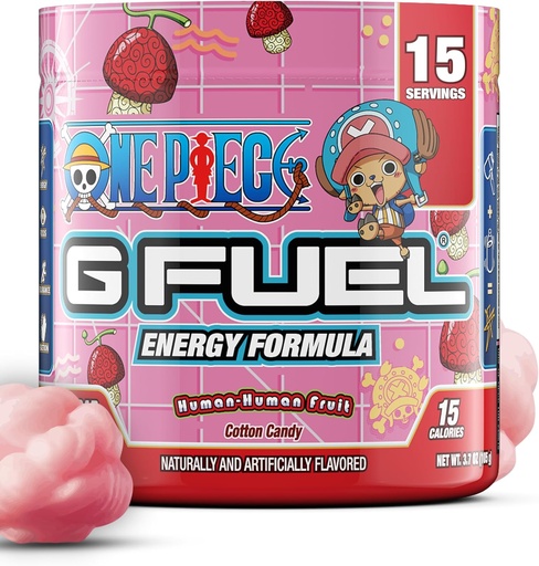 [BRSRAGD2CIHAGDT2] G Fuel ONE Piece Human-Human Energy Drink Powder, Pre Workout Caffeine Mix for Gaming, Sugar Free Focus Amino, Vitamin + Antioxidants, 3.7oz (Cotton Candy, 15 Servings)