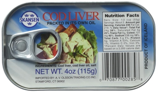 [BRSWIYYFOVYQ423O] Skansen Cod Liver Packed in Own Oil ( 115 g )