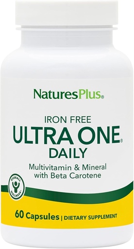 [BRSWIYTYCUOGG2DG] NaturesPlus Ultra One Daily Iron Free - 60 Fast-Acting Capsules - Multivitamin & Mineral with Beta Carotene - Vegan, Gluten Free - 60 Servings