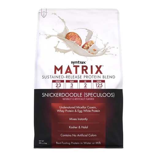[BRSW2AAHBNYBGAA4] Syntrax Nutrition Matrix - Sustained-Release Protein Blend, Snickerdoodle 5 lbs. Real Cookie Pieces