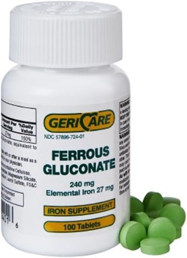 [BRSWG2TRDEPWYETF] GeriCare Ferrous Gluconate 240mg 100 tabletter varje (Pack på 6)