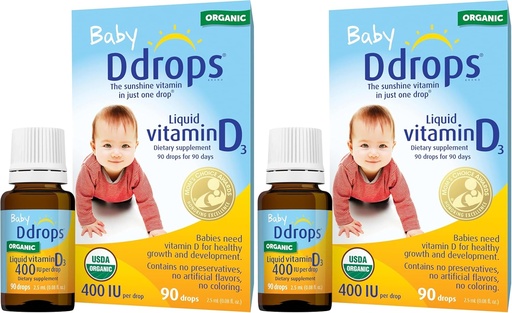 [BRSRAY35DFYGAYIY] Ddrops 1072834 400 IU Liquid Vitamin D3 Drops for Babies, 0.08 Fl. Oz (Pack of 4)