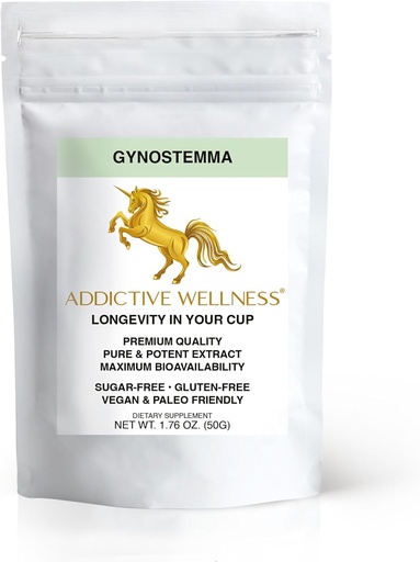 [BRSRMAADDIBQOH35] Addictive Wellness Gynostemma Leaf Extract Powder - Pure & Potent Jiaogulan Adaptogen for Energy, 1 Packet