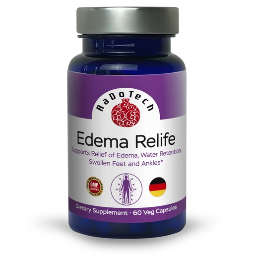 [BRSRAHABBUHBSCI4] Edema Relife Support Relief of Edema, Water Retention, Swollen Feet and Ankles 60 Veg Capsules GMP - (Pack of 1)