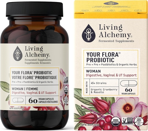 [BRSWYZ3RCVYWKCDU] Living Alchemy Organic Woman Digestive Your Flora Probiotic, 60 CT
