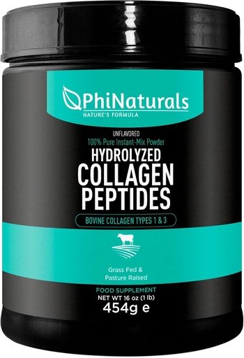 [BRSWGZT2BF5BUHQ7] Phi Naturals Hydrolyzed Collagen Peptides Powder (unflavored) for Women and for Men - Grass Fed Beef Collagen