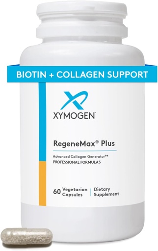 [BRSWGZY7BEGQKGT2] XYMOGEN RegeneMax Plus - Advanced Collagen Supplements with Biotin & Clinically Tested ch-OSA - Supports Skin, Hair, Nails & Bone Health - Collagen for Women & Men (60 Capsules)