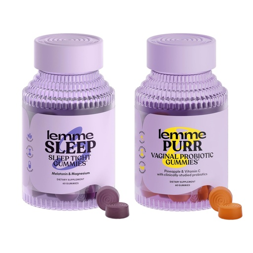 [BRSROBIZCN5BOET7] Lemme Sleep & Purr Bundle - Sleep Gummies, a Drug-Free Nighttime Aid & Purr Vaginal Probiotic Gummies for Women - Gluten Free, Gelatin Free, Non-GMO - 60 Count Each