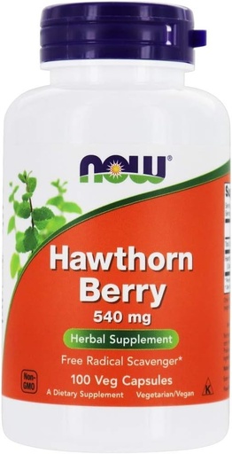 [BRSWIYYPOMNWGCYV] NOW Hawthorn Berry 540mg, 100 Veg Capsules (Pack of 4)