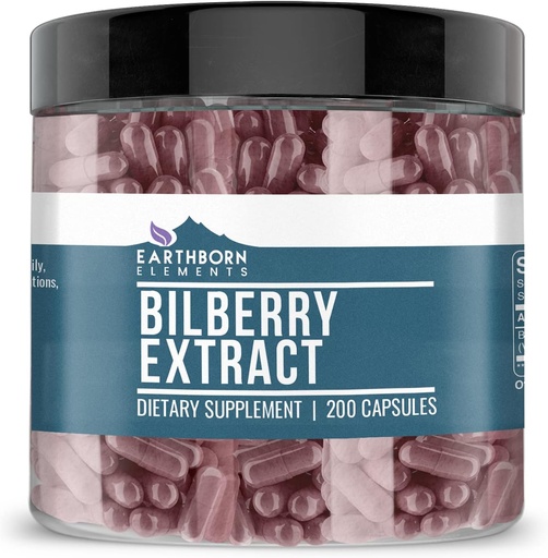 [BRSWYAAFOUHR4E3P] 土生土长的元素 Bilberry 提取器 200 Capsules, 纯和未稀释, 无添加剂