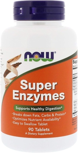 [BRSWGZYDBEIAK3DZ] AHORA Suplementos Alimentarios, Super Enzymes, Formulados con Bromelain, Ox Bile, Pancreatin y Papain, Super Enzymes, 90 Tablets