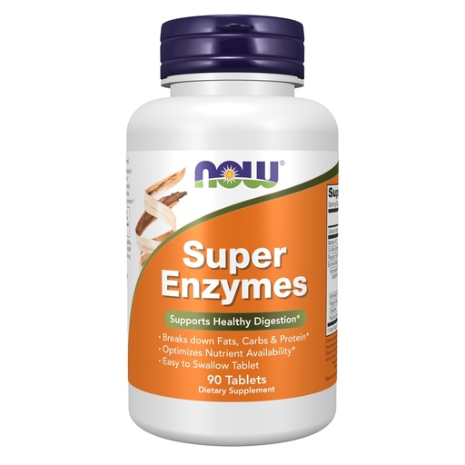 [BRSWGZYDBEIAK3DZ] NOW Foods Supplements, Super Enzymes, Formulated with Bromelain, Ox Bile, Pancreatin and Papain, Super Enzymes, 90 Tablets