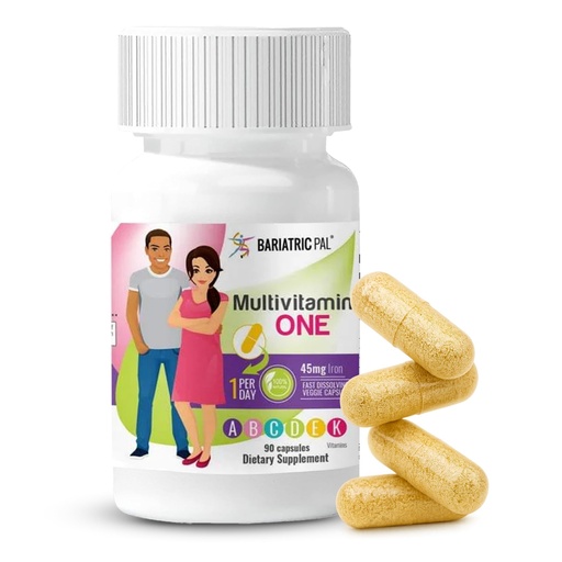 [BRSWGGIDDEIBYHY4] BariatricPal Multivitamin ONE 1 per Day! Bariatric Multivitamin Capsule with 45 mg of Iron | Easy to Swallow Capsule | Vitamin for Bariatric Surgery Patients | 90 Count (3 Month Supply)