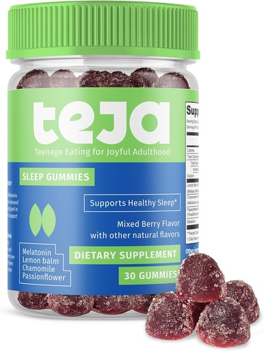 [BRSROZALO55R6DTX] TEJA Sleep Support Gummies for Teens and Adults, 0.3mg Melatonin Chewable Gummy, Melatonin Chewable, 30 Gummies