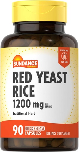 [BRSWICAPBQNG2ETC] Sundance Red Yeast Rice Capsules | 1200mg | 90 Count | Traditional Herbal Supplement | Non-GMO and Gluten Free Formula
