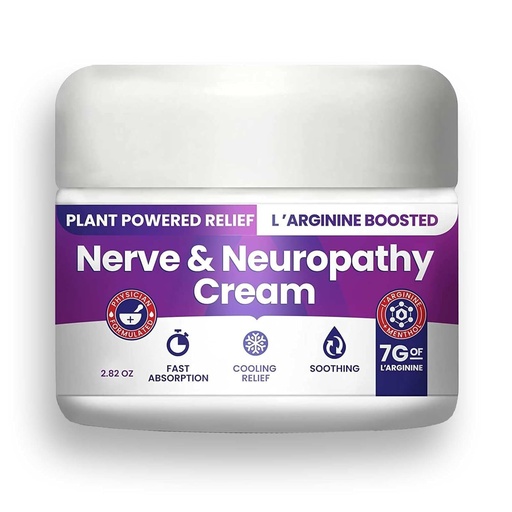 [BRSROYL6A4BRMAA3] Nerve and Neuropathy Cream – Plant Powered Relief for Foot, Hands, Legs, Toes Includes 7grams of L’Arginine; Vitamin B6, Arnica, Aloe -2.82oz