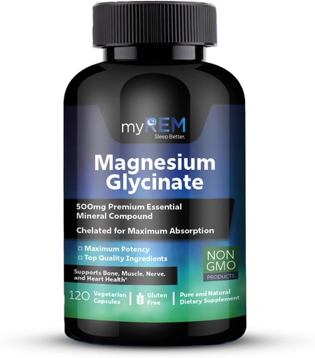 [BRSROCQCBZ5R4DTV] Magnezu Glicynian, 500mg Premium Esential Mineral Compound, Chelated for Maxium Absorbtion, Wspiera kości, Mięśnie, Nerve, i Heart Health (60 Służenie)