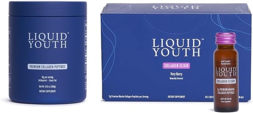 [BRSRAAIOA4MGKDT2] Collagen Peptides Powder & Very Berry Liquid Collagen Shots for Women & Men - 类型I & III 草饲Bovine和Marine Collagen - 头发生长、皮肤、钉子、骨骼和联合健康(40名服务员)