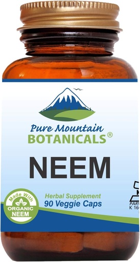 [BRSWIAIFC4JRYG3I] Pure Mountain Botanicals Neem Capules - 90 Kosher Vega Caps amb 500mmg Orlandic Neem Leaf suplementari