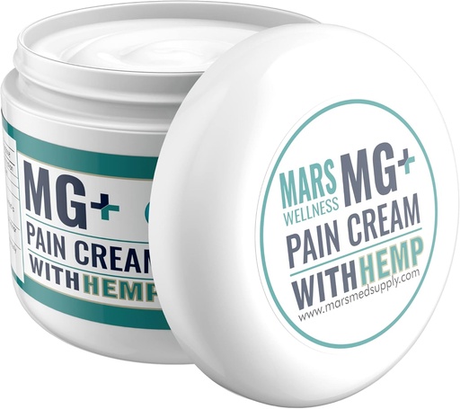 [BRSRMYYEDICQYGT5] MARS WELLNESS MG+ hamp smertekrem (4 oz) - Maks styrke Arnica & Magnesium Krem for såre ben, ledd og muskel cramps - Unisex voksne