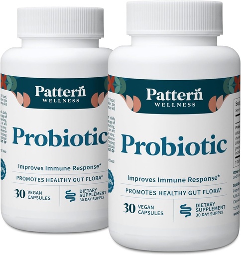 [BRSROHQ3OIHBSC3X] Pattern Wellness Probiotic Supplement - 51 Billion CFU - Supports Digestive Balance & Gut Wellness - Mindfully Sourced, Non-GMO - 60 Vegan Capsules