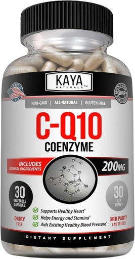[BRSRMFD6CIPRYG3D] Kaya Naturals - CoQ10 Power Antioxidant Supplement - Aids in Heart Health and Immune Function - Restores Daily Cellular and Energy Production - 30 Veggie Capsules Co-Q10