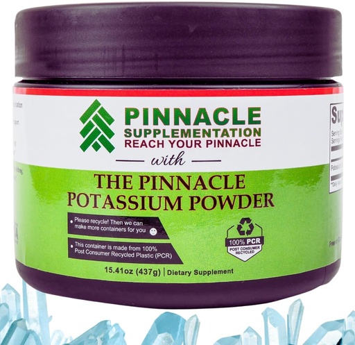 [BRSRMFA2CVYAGFIY] Pinnacle Potassium Citrate Powder, Potassium Powder Supplement, Mineral Supplement, Keto Electrolyte Powder, Supports Hydration Balance and Leg Cramps, 100% Pure, No Fillers, No Additives (437 g)