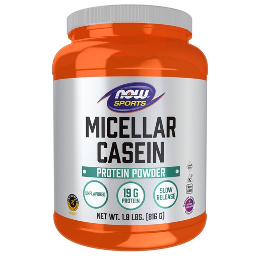 [BRSWIHY4OR5BQDDO] NOW Foods Sports Nutrition, Micellar Casein 19 g, Slow Release, Unflavored Powder, 1.8-Pound