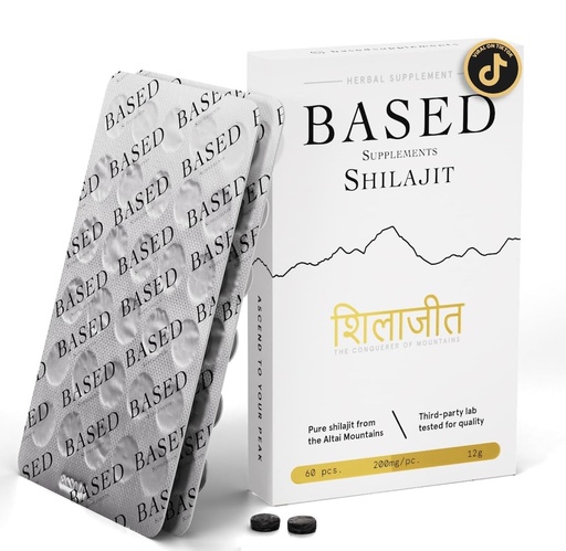 [BRSROBL6BADRYETX] Based Shilajit | Pure Shilajit Tablets with Max Potency, Energy & Immune Support for Men and Women | Rich in Fulvic Acid and 85+ Trace Minerals, 60 Tablets