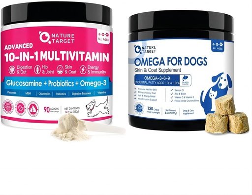 [BRSRAZYRBB7BUYAU] NATURE TARGET Dog Vitamins Powder - Omega 3 Fish Oil for Dogs
