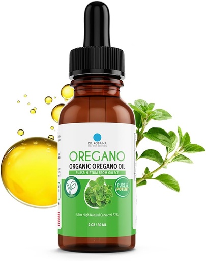 [BRSRAHYLBFYQI3TK] Dr. Robaina Organic Oil of Oregano Drops 87% Carvacrol – Wild Greek Oregano (Hirtum) Cold-Pressed in EVOO – 432 Servings – Immune &amp; Digestive Support – Alcohol-Free, Vegan, Non-GMO
