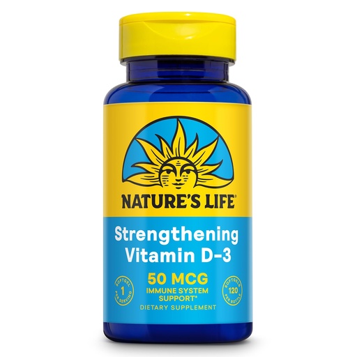 [BRSWIYQAO4GRGGQ7] Nature's Life Strengthening Vitamin D3 2000 IU (50 mcg) - Vitamin D - Bone Health and Immune Support Supplement - Easy-to-Swallow Softgels - 60-Day Guarantee, Lab Verified - 120 Servings, 120ct
