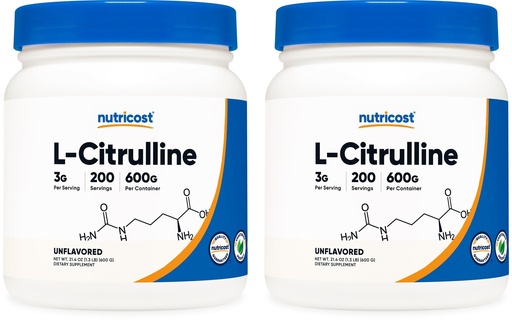 [BRSWKHY3AYIBCE36] Nutricost Pure L-Citrulline (Base) Powder (600 Grams) (2 Bottles)