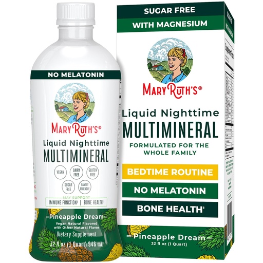 [BRSWGAQOBAOQ233X] MaryRuth's Liquid Nighttime Multimineral | No Melatonin | Bedtime Routine | Magnesium Citrate | Calcium | Zinc | Vitamin D3| Available in 4 Flavor - Vegan | Sugar Free | Gluten Free | 32 Oz