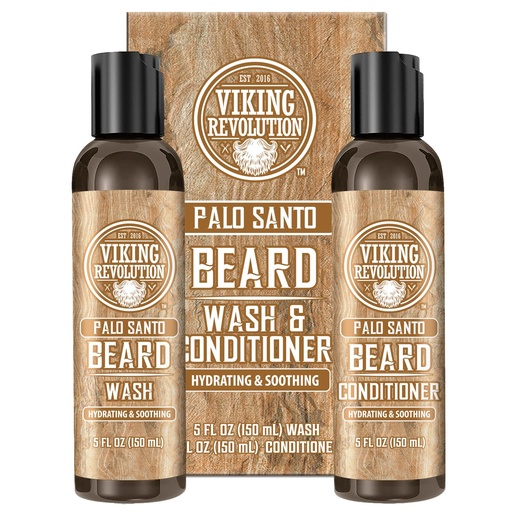 [BRSRAZQEAUFA2H3Z] Viking Revolution Beard Wash and Beard Conditioner for Men with Argan Oil and Jojoba Oil - Beard Softener and Strengthener Beard Care Beard Shampoo and Conditioner with Ginseng Root (5oz, Palo Santo)