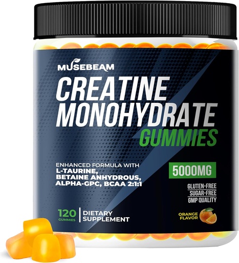 [BRSROCABAAPRYEQU] креатин моногідрат 5000mg Supplement Gummies - з L-Taurine бетаїн anhydrous Alpha-GPC BCAA 2:1 - Sugar-Free клейковина безкоштовно для чоловіків жінок