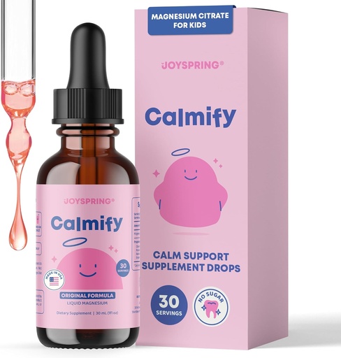 [BRSROHA5CANBECLH] JoySpring Calmify Magnesium Citrate נוזלי for Kids - Sugar-Free, Gluten-Free Calming תוסף עם Chamomile - תמיכה טבעית לילדים ובני נוער (1 floz) 30 משרתים
