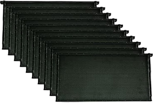 [BRSWIEDRB57WKEA5] Mann Lake Premium Beekeeping Frames, All-in-One Frame & Foundation, Natural Beeswax Coating, Universal Fit, BPA & BPS Free, 9 1/8 Inches, Black, 10-Pack