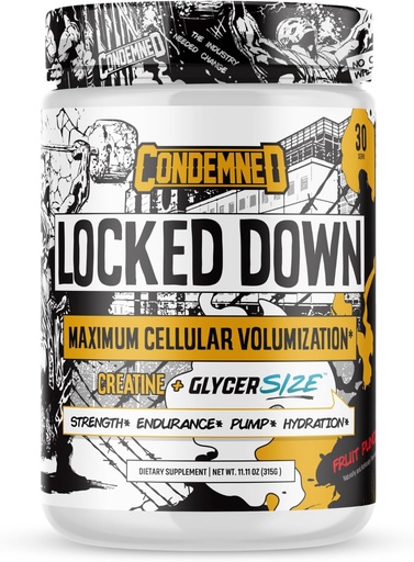 [BRSWGAY2CUDRACLJ] CONDEMNED Labz Locked Down ← Complejo de rendimiento de la creatina ¦ Cretine Monohydrate, Glycerol, Taurine ← Enhanced Hydration, Energy &amp; Stamina ← 30 Servings (Fruit Punch)