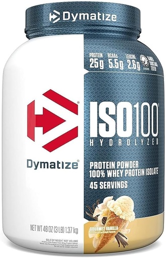 [BRSWECQCOYGQE2TH] Dymatize ISO 100 Whey Protein Powder Isolate, Gourmet Vanilla (45 Servings)