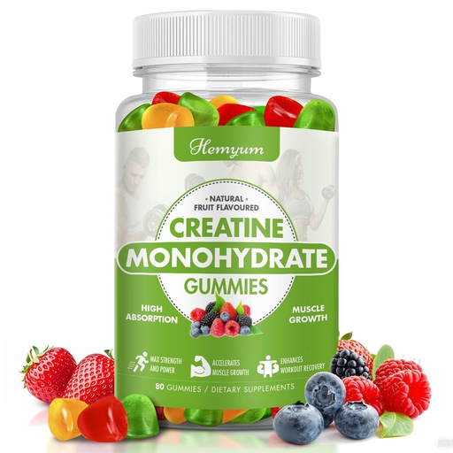 [BRSREZT3BBYRYFDJ] Creatine Monohydrate Gummies - 5g Creatine for Women Men, Enhanced Muscle Strength, Boost Focus and Endurance, Muscle Builder,L-Taurine + Vitamin B12,Vegan, Gluten-Free 80 Count