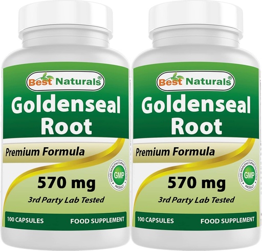 [BRSW2A35AEBGAF3D] Best Naturals Goldenseal Root 570 mg (Non-GMO) 100 Capsules (100 Count (Pack of 2))