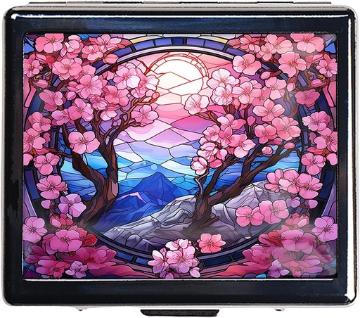 [BRSROGIZAQBQKHQV] 7 dienas Chromed Shiny Silver Pill organizētājs ar spoguli iekšpusē ir 8 atsevišķi iecirkņi Taisnstūris 7 dienas Pill Box Pill Case (Cherry Blossom)