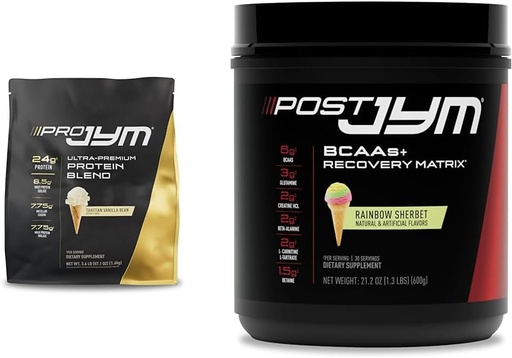 [BRSROAIKC4BRG2AY] JYM Supplement Science PRO JYM 45 Servings - Tahitian Vanilla Bean & - Post-Workout s BCAA, Glutamín, Kreatín HCL, Beta-Alanine, a viac Rainbow Sherbert Flavor, 30 Servings, 21.2 oz.