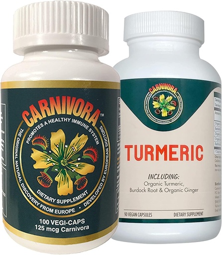 [BRSW2EI6PIPAGALX] Carnivora Vegi Caps + Turmeric Combo - Immune System Support with Enhancement for Joints and Digestion (Bundle with 1 Bottle Vegi-Caps and 1 Bottle Turmeric)