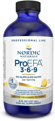 [BRSWIYALDEMRCCIV] Naturales nórdicos ProEFA 3-6-9, Sabor de limón - 8 oz - 1270 mg Omega-3 - EPA &amp; DHA con añadido GLA - Esquí sano, Cognición, " Mood positivo - No GMO - 48 Servimientos