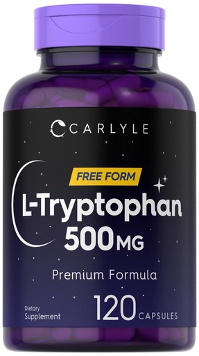 [BRSROEA2DJYR43T4] Carlyle L-Tryptophan 500mg | 120 Capsules | Amino Acid Supplement | Free Form | Non-GMO & Gluten Free