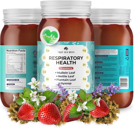 [BRSRAFIQO57BYHL4] TrueSeaMoss Pro-Line Gel - Respiratory Health - 5+ Flavors - Fruit Gel with Premium Sea Moss & Potassium - Vegan-Friendly - Vitamin & Mineral Rich Supplement - Made in USA (Strawberry, Pack of 1)