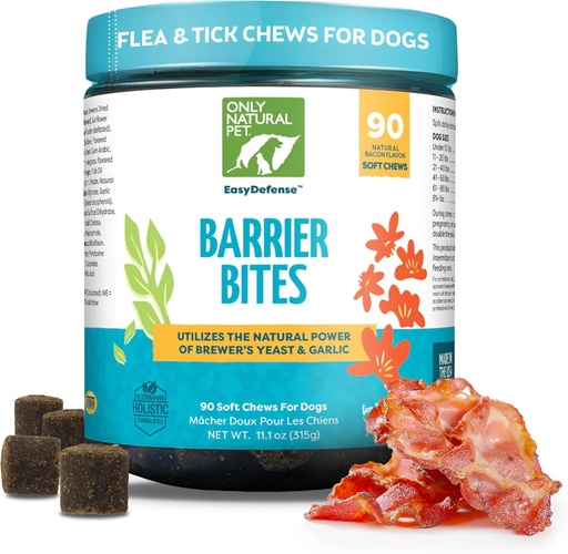 [BRSWKZTRBQOGOD3I] Chỉ có thú cưng tự nhiên EasyDefense Bless Bits Soft Flea Chews cho Dogs - Dòng đầu tiên của sự tái sinh Fleas & Ticks, Boosts Immune System và Healthy da và Coat - (90 Bacon Flavored Soft Chews) 1 gói