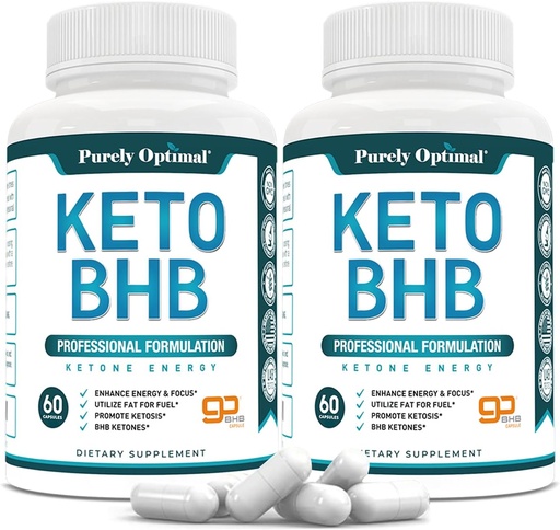 [BRSROBACBUFQMFL6] Purely Optimal Keto BHB Capsules — Exogenous Ketone Pills for Ketosis Support, Sustained Energy, Focus " Metabolism - for Women " Men, 120 Capsules